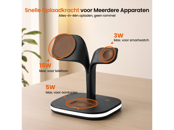 5-in-1 Draadloos Qi Oplaadstation Magsafe Draadloze Oplader – foto 3 – kavel bij XL Auctions
