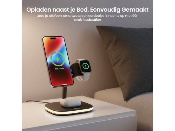 5-in-1 Draadloos Qi Oplaadstation Magsafe Draadloze Oplader – foto 5 – kavel bij XL Auctions