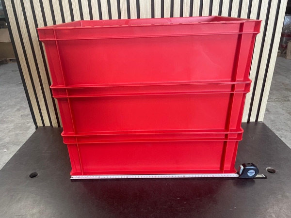 Transport-/magazijnbakken rood – 3 stuks – ca. 60 × 40 cm – foto 3 – kavel bij XL Auctions