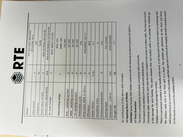 RTE lasapparaat MIG/MMA/TIG 200A MIG200M – foto 7 – kavel bij XL Auctions