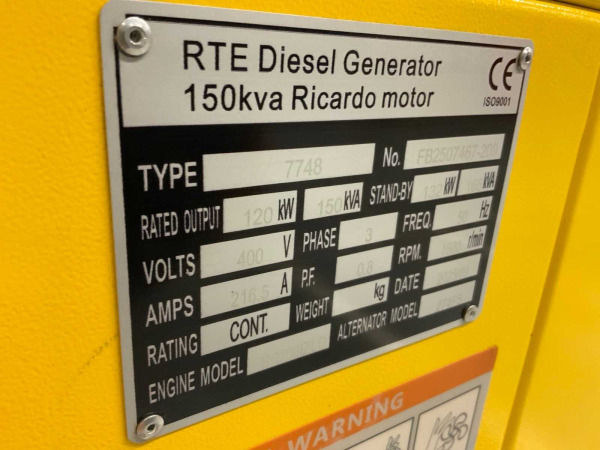 RTE noodstroom-aggregaat 150kVa diesel – foto 5 – kavel bij XL Auctions