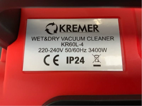 Kremer industriële stofzuiger KR60L-4 60L – foto 2 – kavel bij XL Auctions