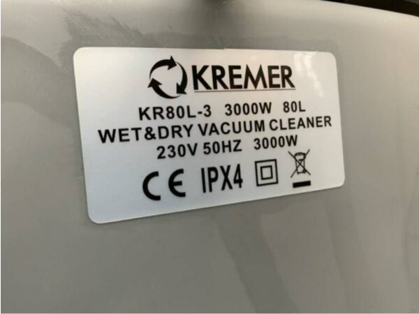 Kremer industriële stofzuiger KR80L-3 80L – foto 7 – kavel bij XL Auctions