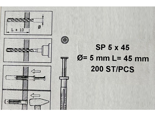 3x Slagpluggen 5x45mm 200 stuks – foto 3 – kavel bij XL Auctions