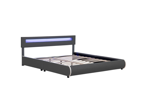 Gestoffeerd Bed - 180 x 200 cm - Grijs - LED Verlichting – foto 2 – kavel bij XL Auctions
