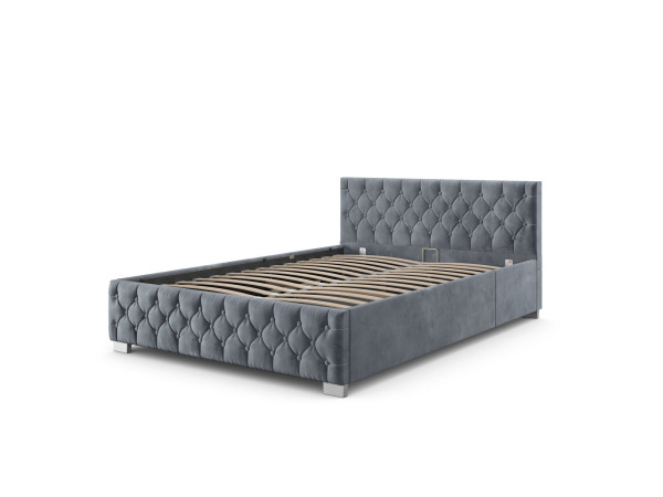 Gestoffeerd Bed Nizza - 140 x 200 cm - Grijs – kavel bij XL Auctions