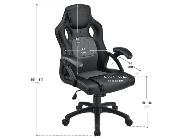 Bureaustoel / Gamingstoel - Montreal - Grijs – foto 2 – kavel bij XL Auctions