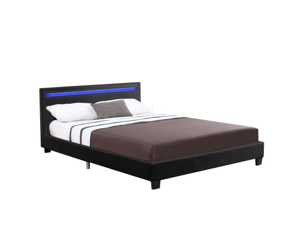Gestoffeerd bed Verona - 120 x 200 cm - Zwart - LED – kavel bij XL Auctions