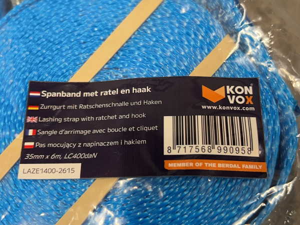 5x Konvox spanband met ratel en haak 35mm x 6m – foto 2 – kavel bij XL Auctions