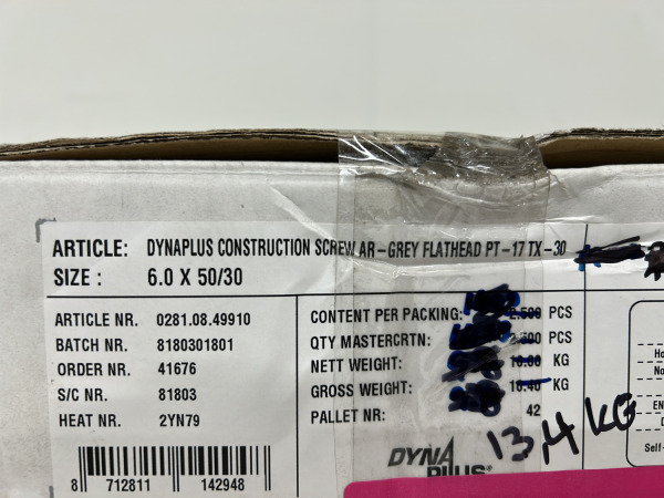 Dynaplus constructieschroef ø6x50/30 2500-pack – foto 6 – kavel bij XL Auctions