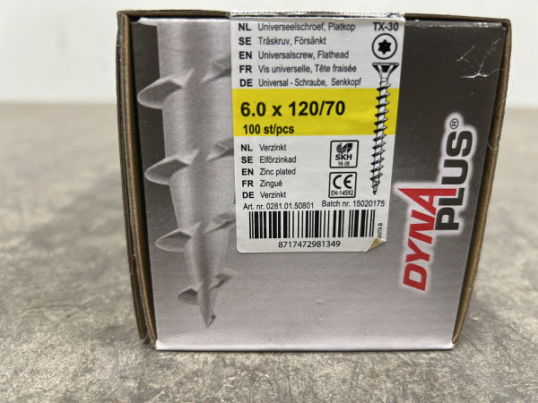 4x Dynaplus unischroef ø6x120mm 100-pack – foto 6 – kavel bij XL Auctions