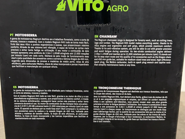 Vito kettingzaag 450mm 12000 tpm 45cc Agro – foto 6 – kavel bij XL Auctions
