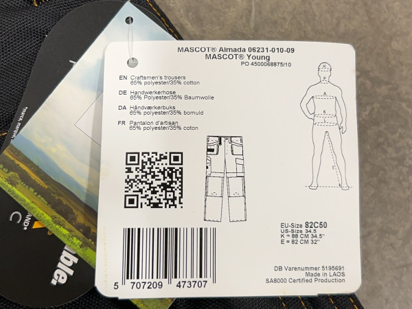 Mascot werkbroek maat 82C50 Almada zwart – foto 6 – kavel bij XL Auctions