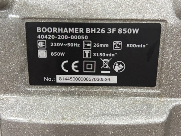 Boorhamer BH26 3F 850W – foto 8 – kavel bij XL Auctions