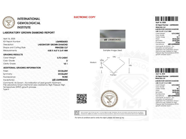 Diamant briljant 0.70 crt ( IGI gecertificeerd ) – foto 8 – kavel bij XL Auctions