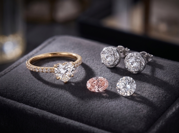Gouden sieraden met diamant, diamant en moissanite veiling