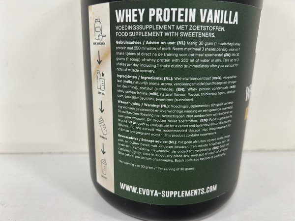 6x Evoya whey protein Sweet vanilla 1000g – foto 3 – kavel bij XL Auctions