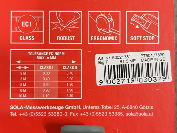 5x Sola rolmaat 5m Big T – foto 5 – kavel bij XL Auctions