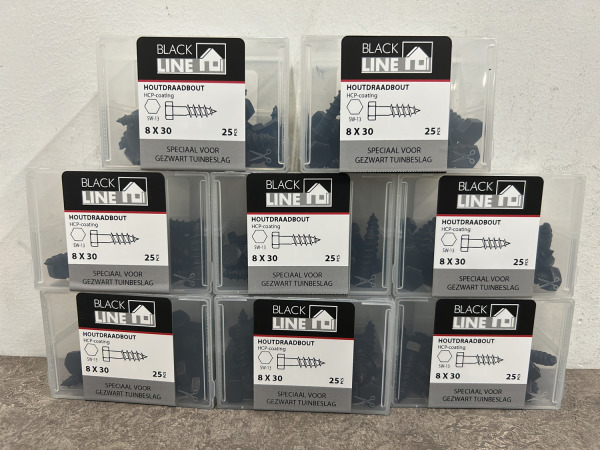 Blackline houtdraadbouten ø6-8mm zwart set 24-delig – foto 2 – kavel bij XL Auctions