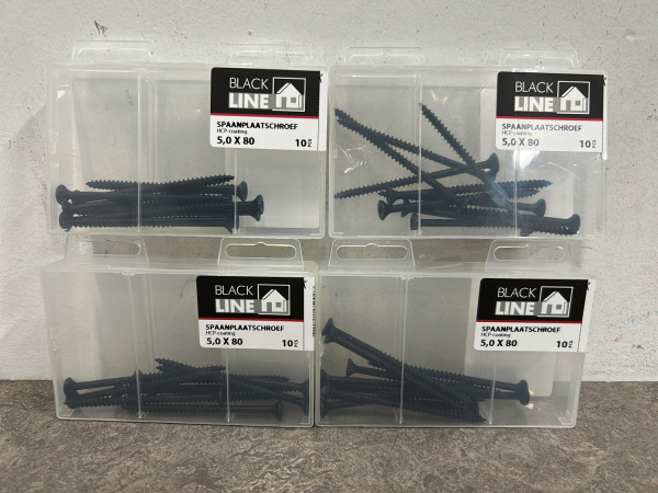 Blackline spaanplaatschroef zwart met snijpunt set 44-delig – foto 2 – kavel bij XL Auctions