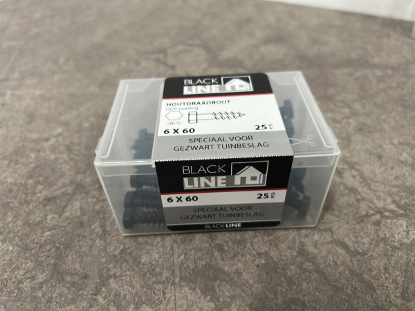 Blackline houtdraadbouten ø6-8mm zwart set 24-delig – foto 6 – kavel bij XL Auctions