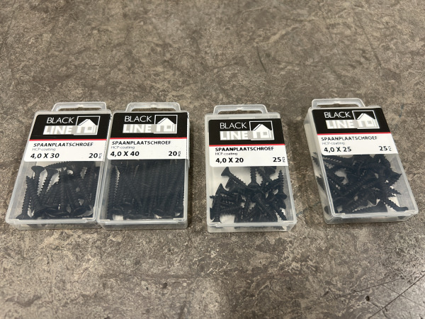 Blackline spaanplaatschroeven HCP zwart set 60-delig – foto 6 – kavel bij XL Auctions