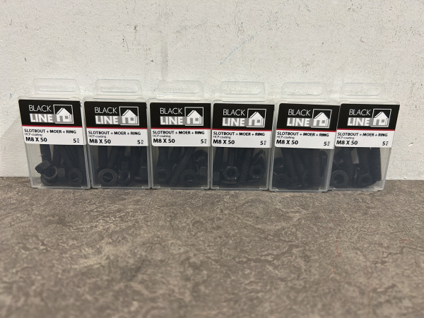 Blackline slotbouten met moer en sluitring set 48-delig – foto 8 – kavel bij XL Auctions