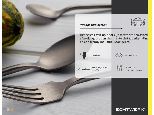 ECHTWERK Tafelbestek Malou zilver stonewashed 16-delig – foto 4 – kavel bij XL Auctions