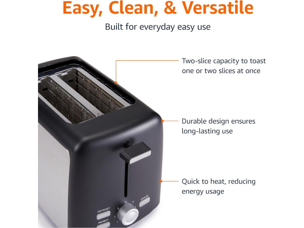Amazon Basics broodrooster met 2 sneetjes - 800W – foto 4 – kavel bij XL Auctions
