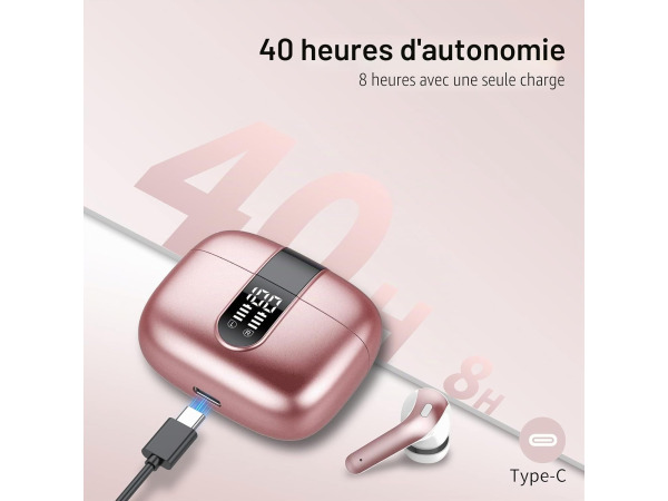 X08 Draadloze Oordopjes Bluetooth 5.3 - Roze – foto 3 – kavel bij XL Auctions