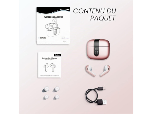 X08 Draadloze Oordopjes Bluetooth 5.3 - Roze – foto 8 – kavel bij XL Auctions