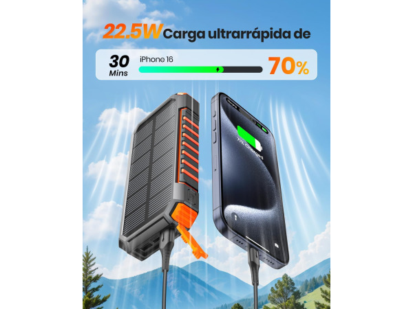 ADDTOP powerbank 20000mAh - Zonnepaneel - USB-C – foto 2 – kavel bij XL Auctions