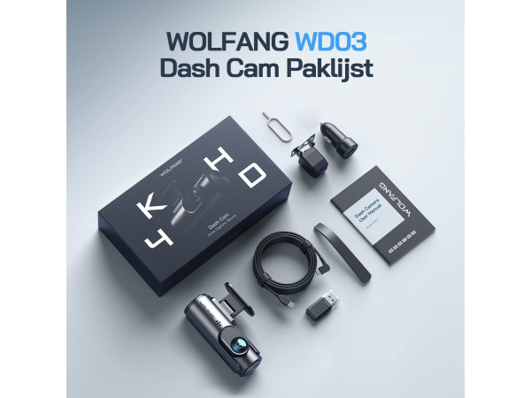 WOLFANG Dashcam Auto Voor Achter 4K WiFi - 170° Groothoek – foto 8 – kavel bij XL Auctions
