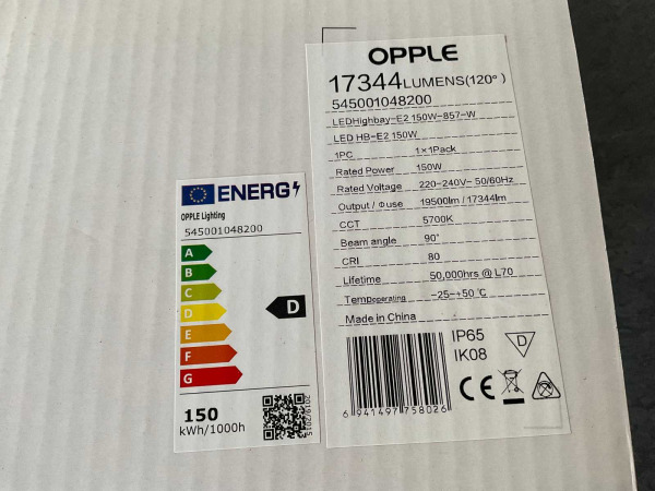 4x Opple hoogbouwspot LEDhighbay 150W ø340mm – foto 3 – kavel bij XL Auctions