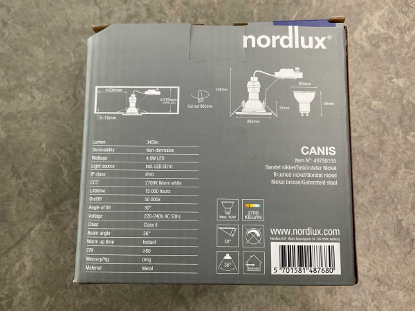 6x Nordlux plafondspot ø85x105mm 5-pack Canis – foto 5 – kavel bij XL Auctions