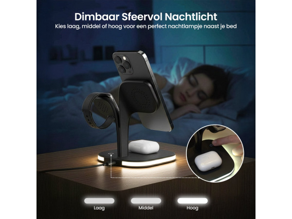 5-in-1 Draadloos Qi Oplaadstation Magsafe Draadloze Oplader – foto 4 – kavel bij XL Auctions