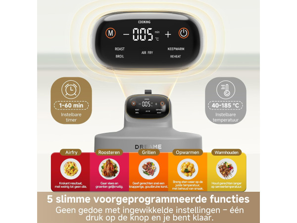 DREAME Tasti - 5-in-1 - draagbare glazen airfryer – foto 4 – kavel bij XL Auctions