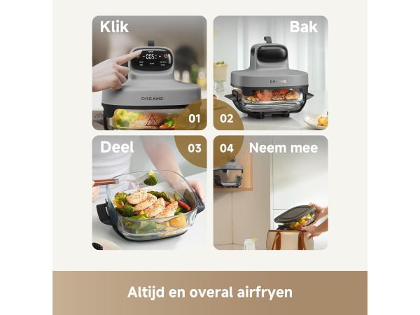 DREAME Tasti - 5-in-1 - draagbare glazen airfryer – foto 5 – kavel bij XL Auctions