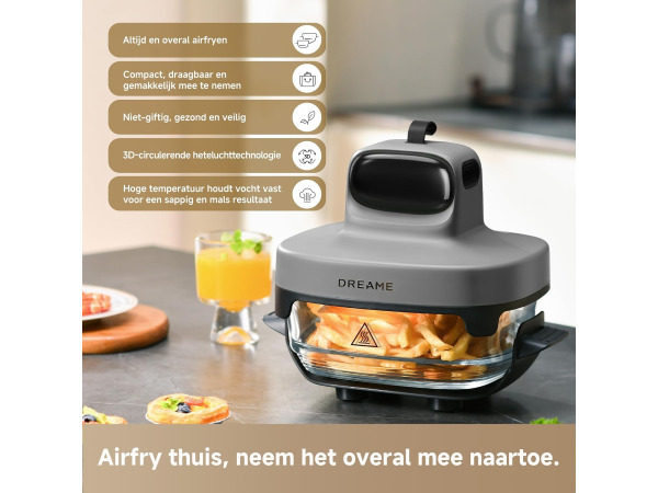 DREAME Tasti - 5-in-1 - draagbare glazen airfryer – foto 8 – kavel bij XL Auctions