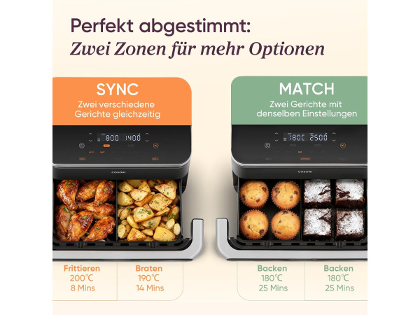 Cosori Dual Blaze Twinfry - Airfryer - 10L – foto 6 – kavel bij XL Auctions