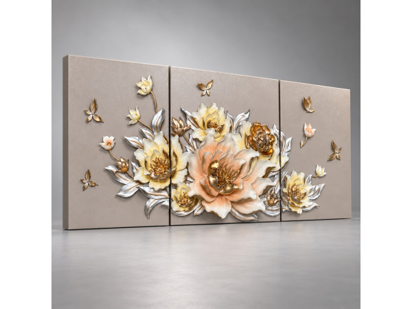 3-Luik wandpaneel 'Waterlelie' – foto 2 – kavel bij XL Auctions