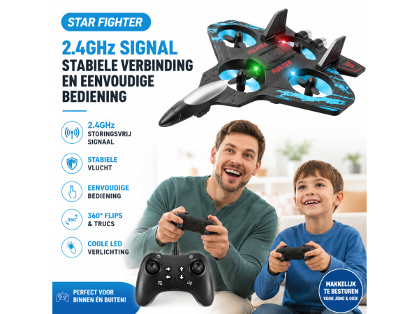 iTeck RC Vliegtuig Drone Straaljager met LED & Controller – foto 2 – kavel bij XL Auctions