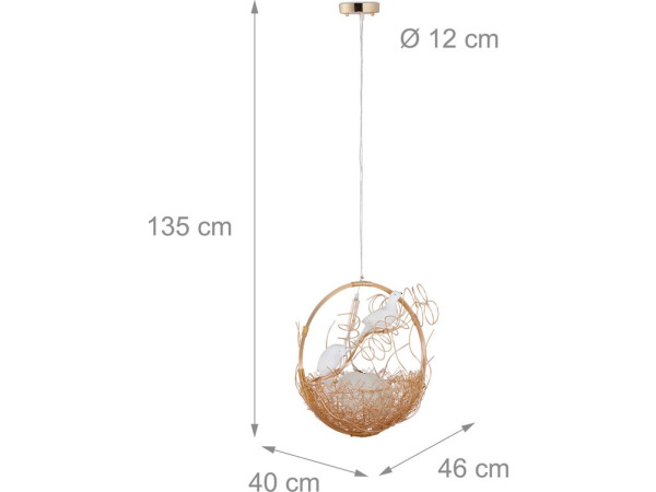 Pendellamp vogelnest hanglamp vogel 2-lichts – foto 2 – kavel bij XL Auctions