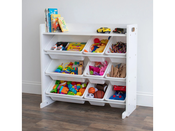 Cambridge Wit Speelgoedorganizer met Plank en 9 Opbergbakken – foto 3 – kavel bij XL Auctions
