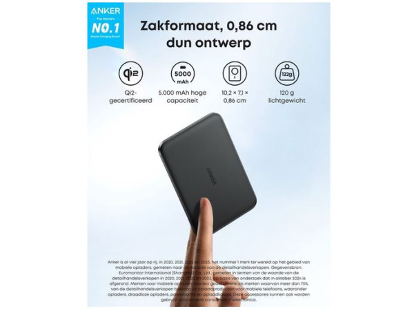 Anker Nano Powerbank - 5000mAh - Qi2 - 15W – foto 2 – kavel bij XL Auctions