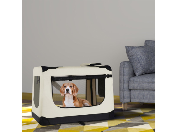 Hondentransportbox L opvouwbaar 70 x 50 x 52 cm beige – foto 17 – kavel bij XL Auctions