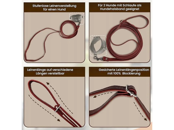 2x Multifunctionele hondenlijn echt leder 3M bruin – foto 2 – kavel bij XL Auctions