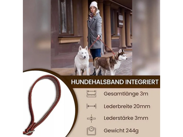 2x Multifunctionele hondenlijn echt leder 3M bruin – foto 3 – kavel bij XL Auctions