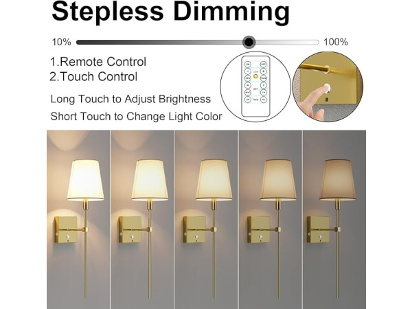 Coinmit Draadloze Wandlamp (2 Stuks) Goudkleurig – foto 3 – kavel bij XL Auctions