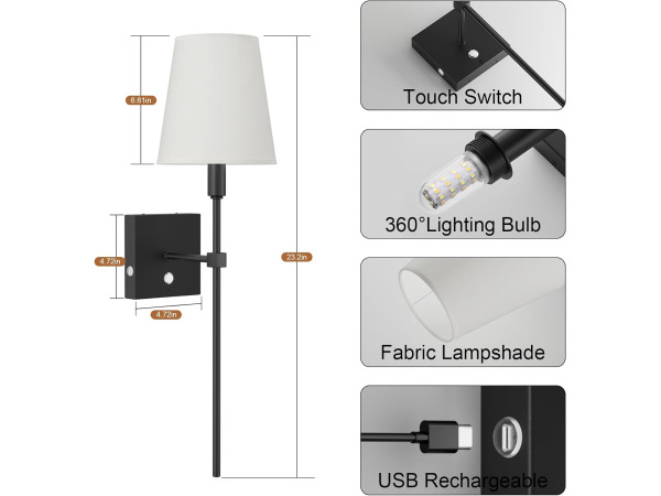 Coinmit Draadloze Wandlamp (2 Stuks) zwart – foto 3 – kavel bij XL Auctions